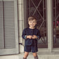 COCO BLANC NAVY SUSUPENDER SHORTS