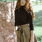 GEM BLACK BROOCH DETAIL TURTLENECK SWEATER