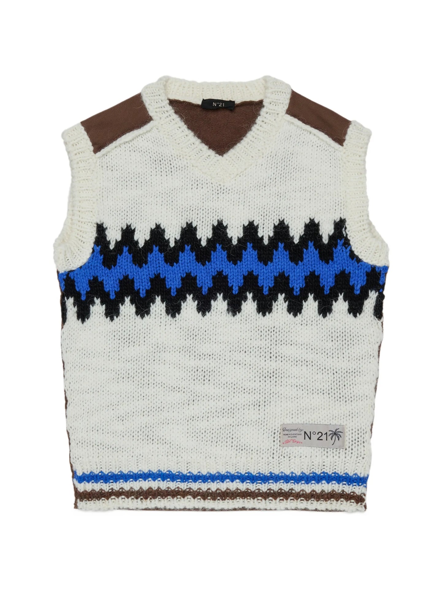 N21 IVORY CHUNKY KNIT PATTERN VEST
