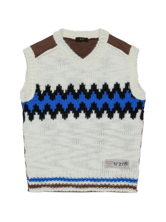 N21 IVORY CHUNKY KNIT PATTERN VEST