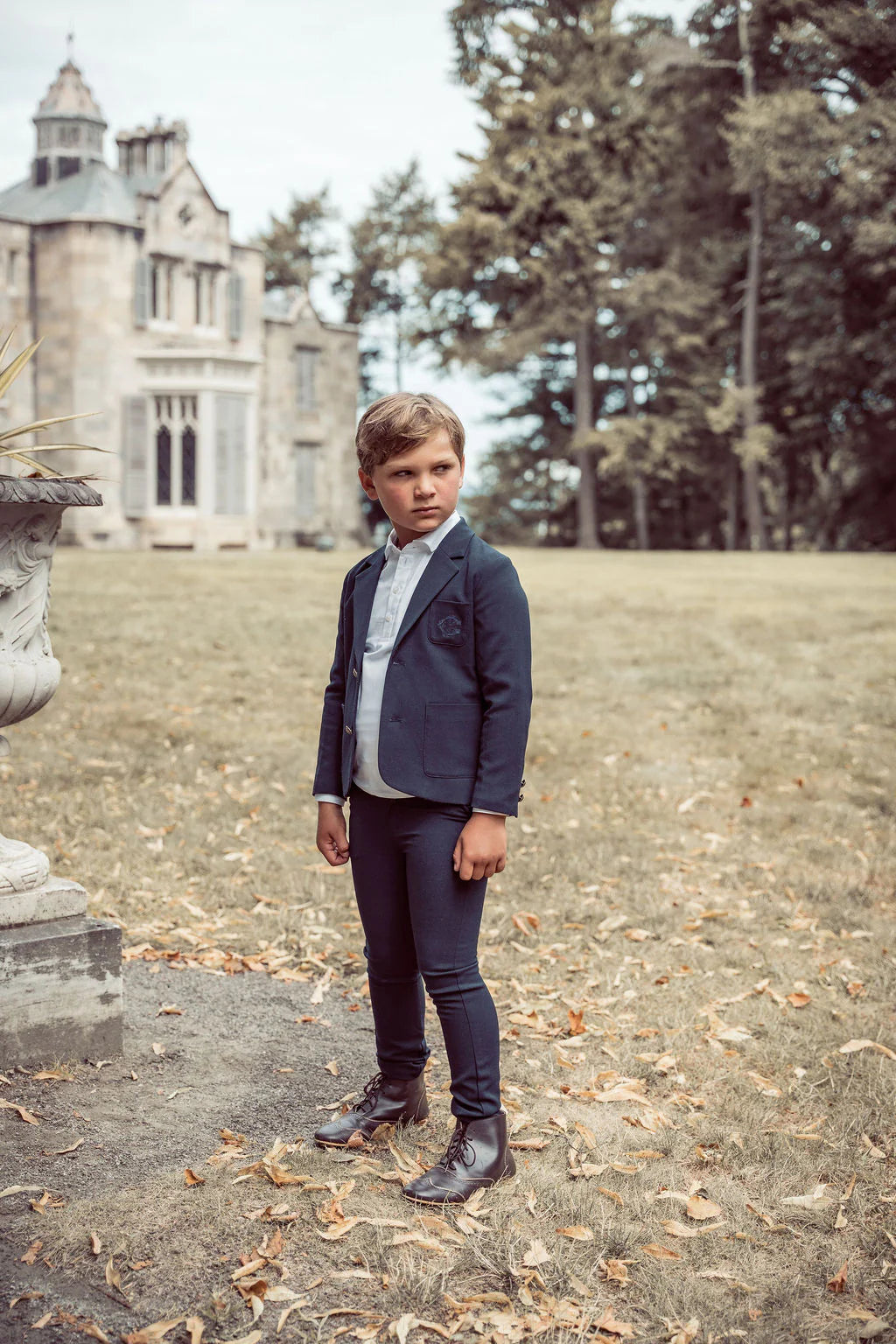 COCO BLANC NAVY EMBROIDERED POCKET BLAZER