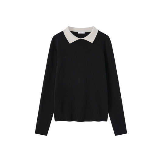 COCO BLANC BLACK CONTRAST COLLAR SWEATER