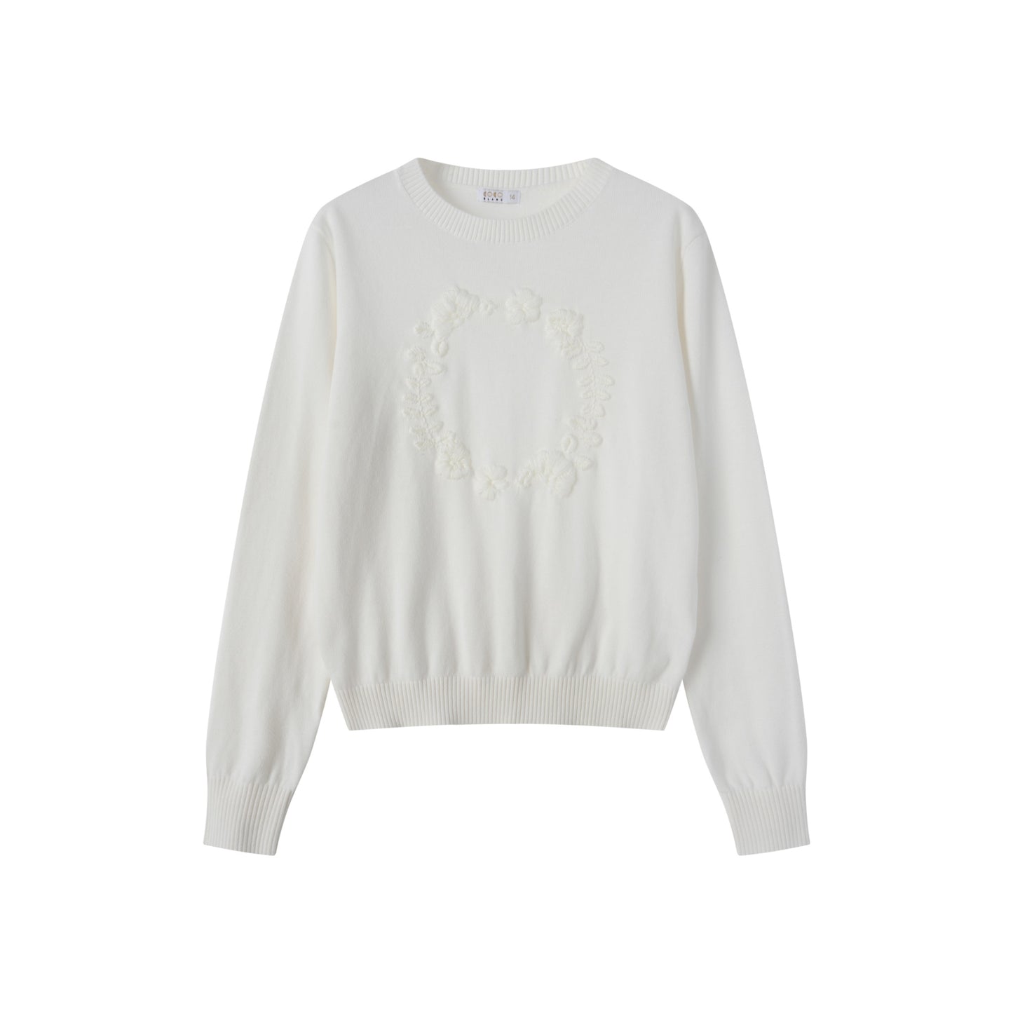 COCO BLANC IVORY FLORAL EMBOSSED SWEATER