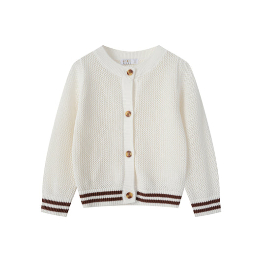 COCO BLANC CREAM/BROWN CROCHET TRIM CARDIGAN