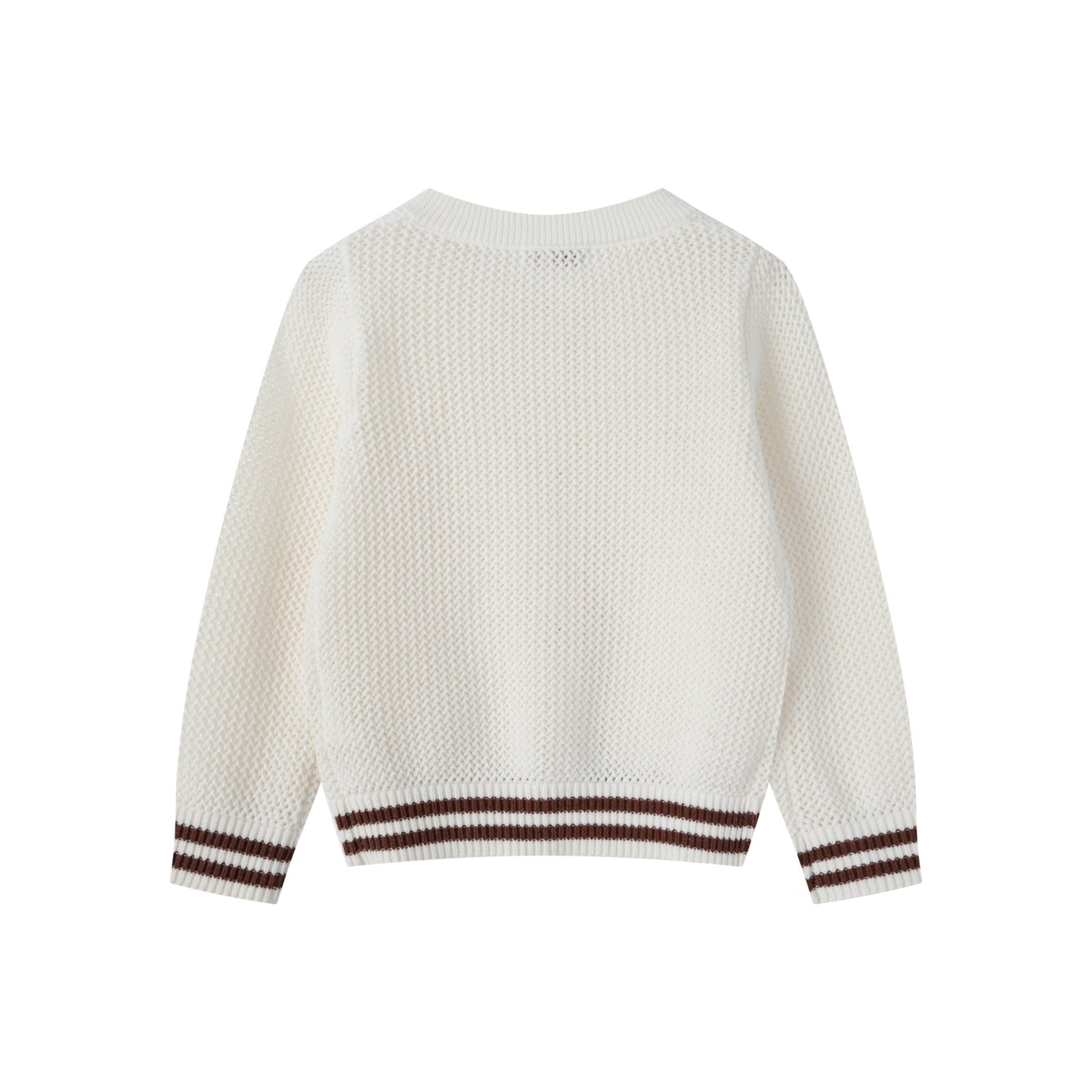 COCO BLANC CREAM/BROWN CROCHET TRIM CARDIGAN