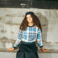 FROO STYLE ROYAL BLUE PLAID KNIT SWEATER