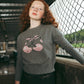 FROO STYLE HEATHER GREY CHERRY PRINT SWEATER