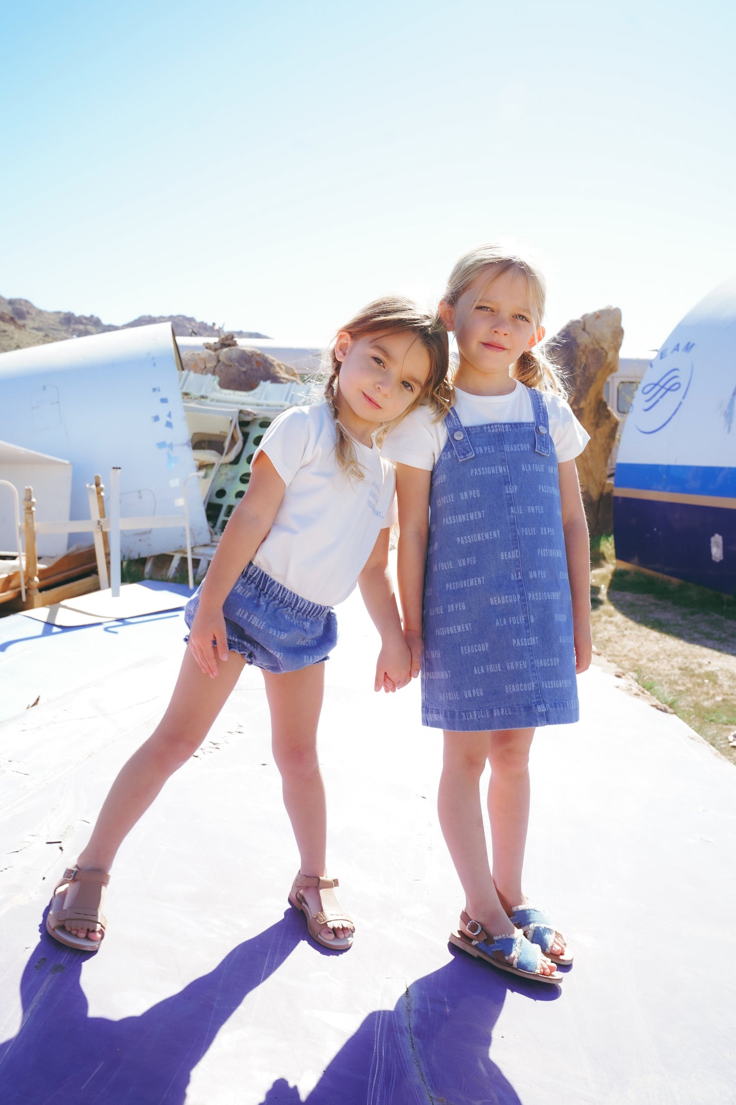 COCO BLANC BLUE DENIM WORDED BLOOMERS