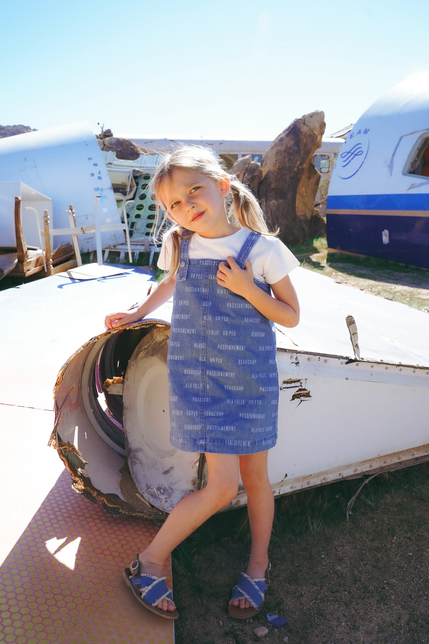 COCO BLANC BLUE DENIM WORDED JUMPER