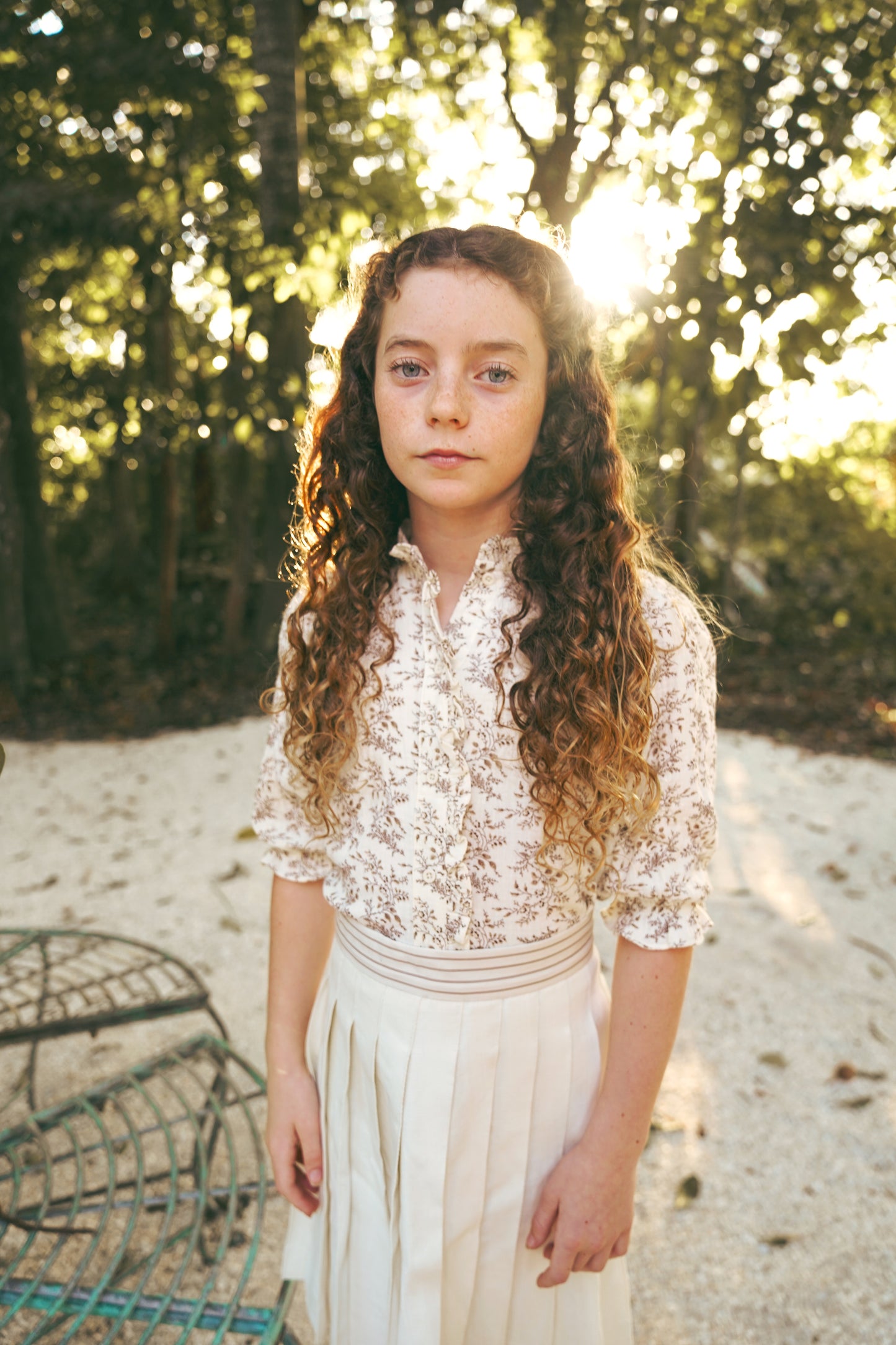 COCO BLANC TAN FLORAL BLOUSE