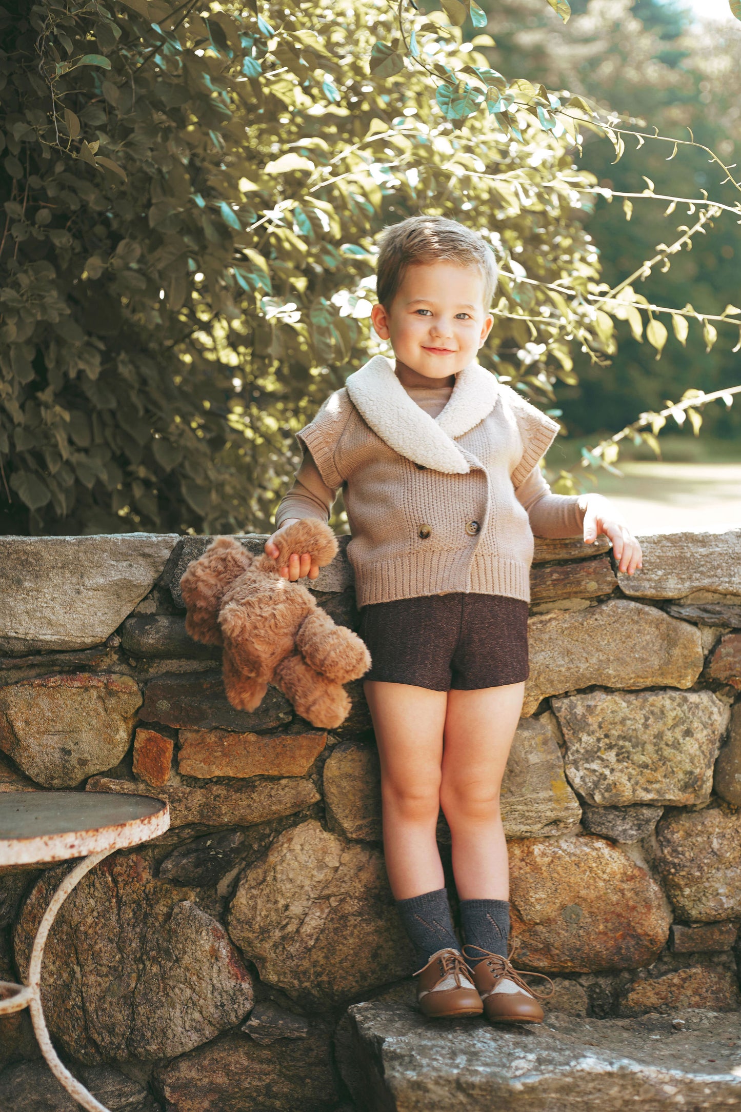 LE BOURDON OATMEAL KNIT SHERPA VEST