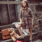 COCO BLANC TAUPE GRAPHIC PLAID SKIRT