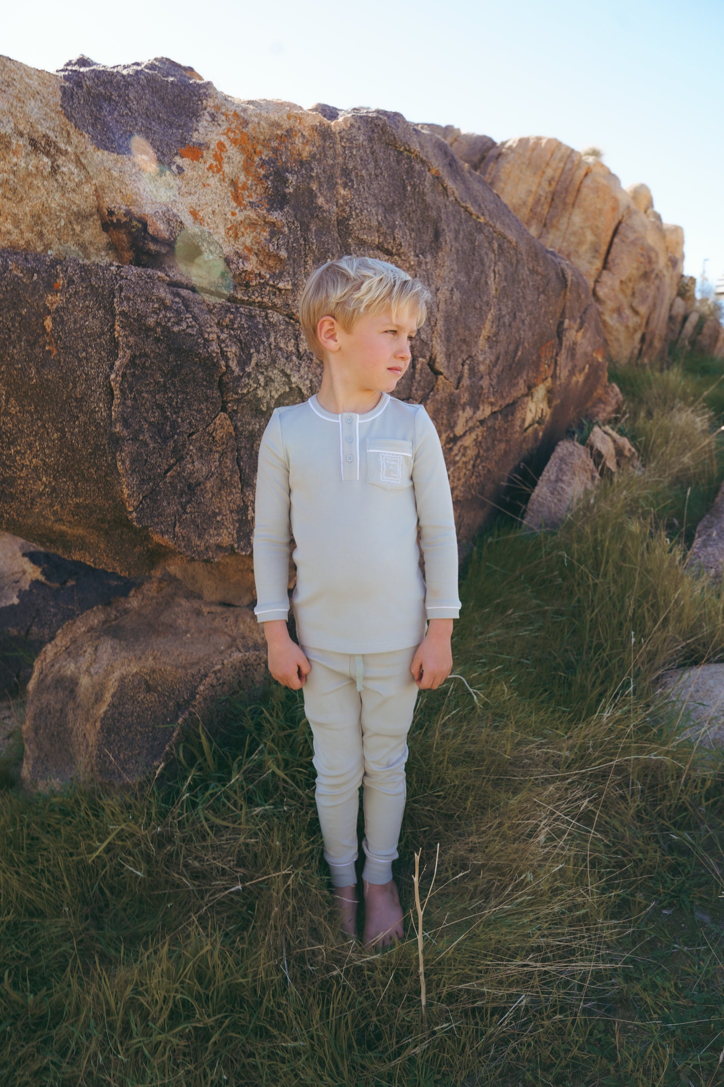 COCO BLANC SAGE GREEN HENLEY PAJAMA SET