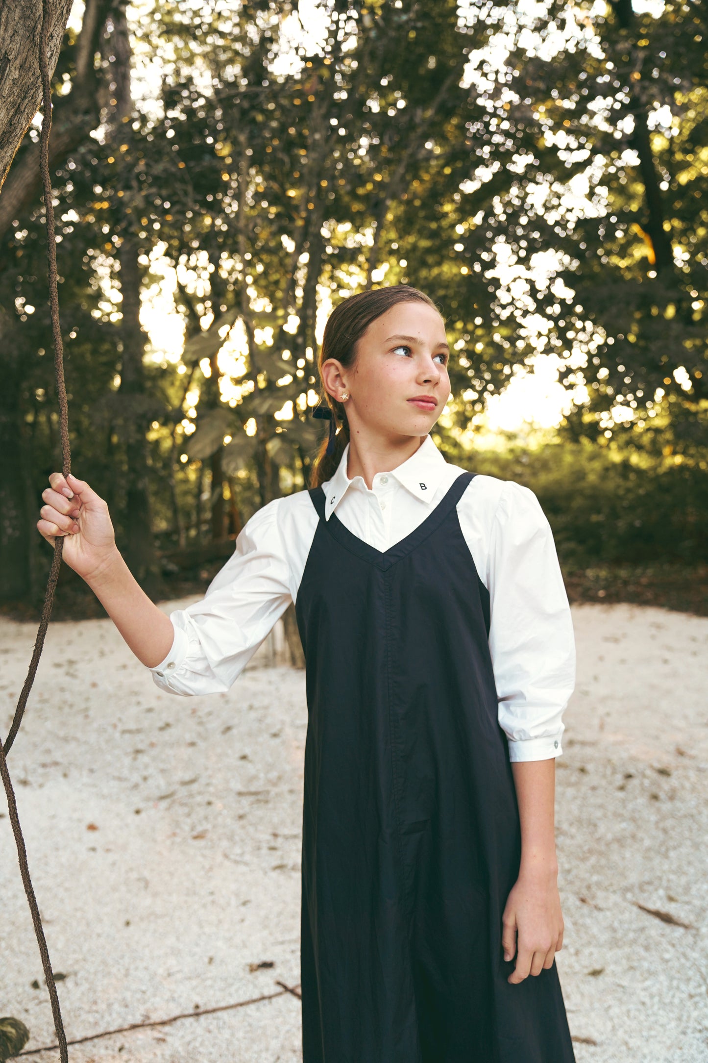 COCO BLANC WHITE EMBROIDERED LOGO COLLAR BLOUSE