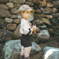 LE BOURDON BROWN TEXTURED OVERALLS