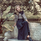 COCO BLANC BLACK/CREAM STRIPED MAXI DRESS