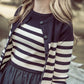 COCO BLANC BLACK/CREAM RIBBED CARDIGAN