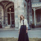 COCO BLANC BLACK SILK PLEATED SKIRT
