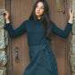 URBAN EDGE NAVY PINSTRIPED WRAP SKIRT