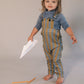 KIX BLUE/YELLOW STRIPED SCALLOP TRIM CORDUROY OVERALLS