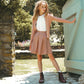 BAMBOO PINK WOOL PLEAT SKIRT