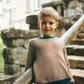 SWEET THREADS CAMEL/NAVY PATTERN KNIT SWEATER