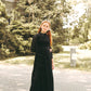 URBAN EDGE BLACK VELOUR RUCHED MAXI JUMPER