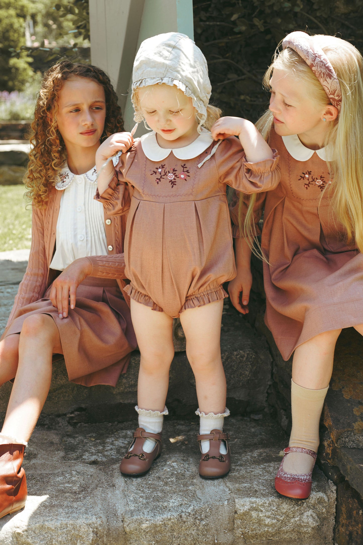 BAMBOO PINK WOOL EMBROIDERED ROMPER
