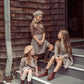 COCO BLANC BROWN HOUNDSTOOTH FRONT PLEAT SKIRT