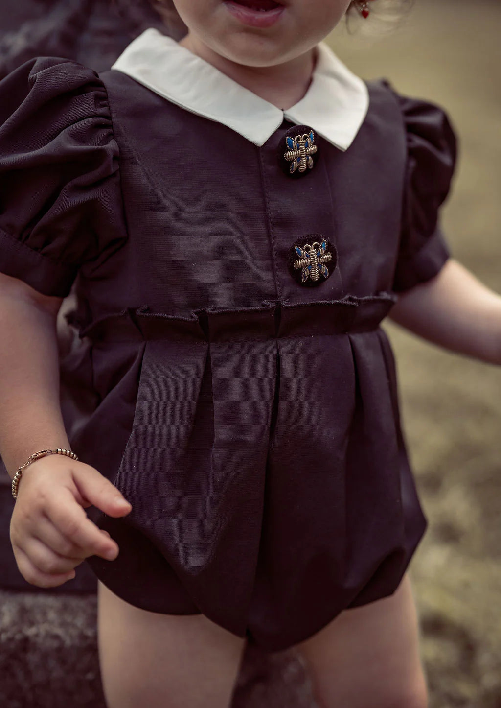 COCO BLANC BLACK TAFFETA COLLAR ROMPER