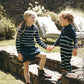 BAMBOO NAVY STRIPE KNIT SUSPENDER LEGGINGS SET