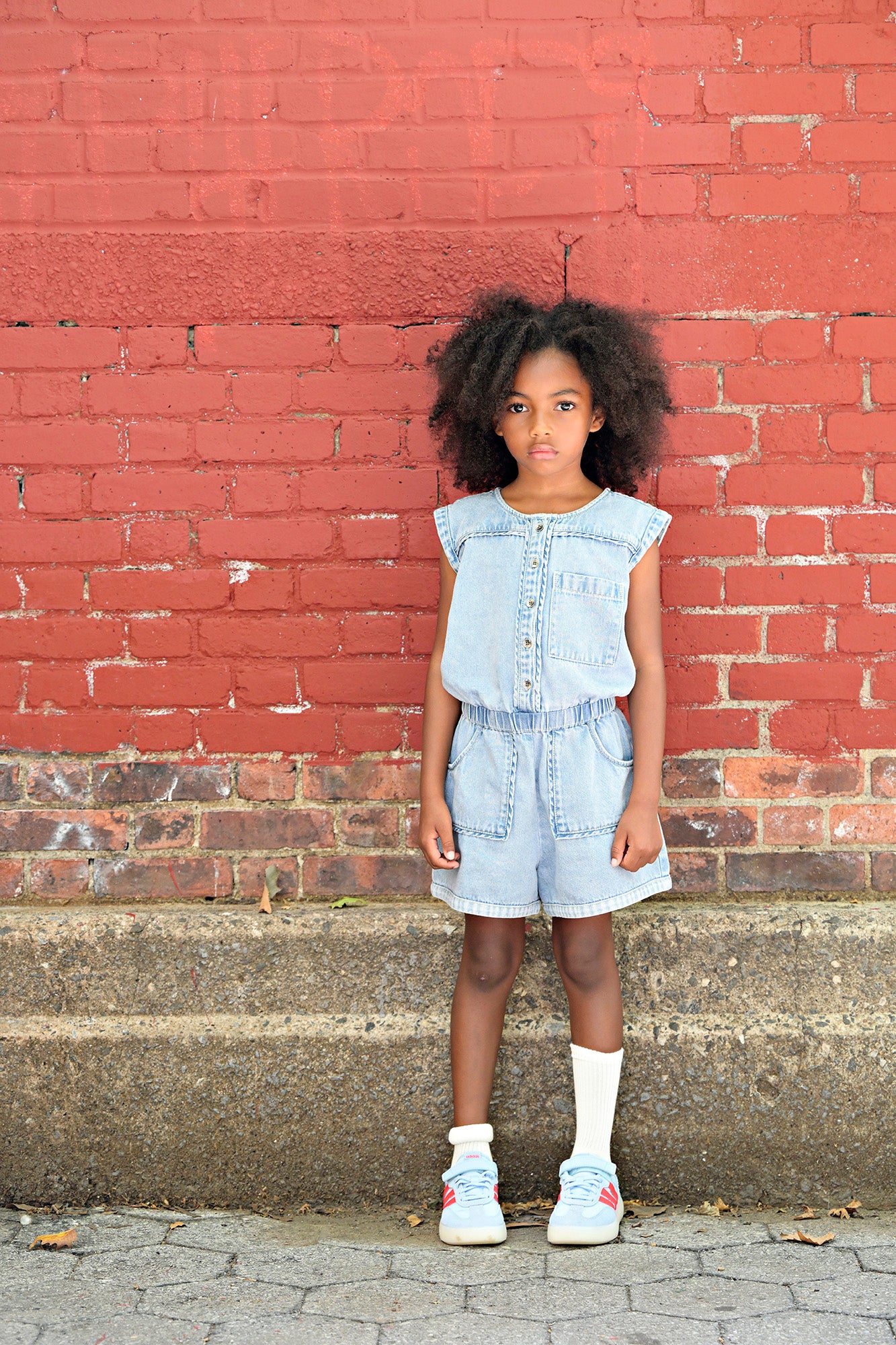 ROOIE AND FRIENDS BLUE DENIM SEAM ROMPER