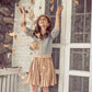 COCO BLANC CAMEL PLEATED SKIRT