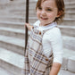 COCO BLANC CAMEL/NAVY PLAID BUTTON OVERALLS