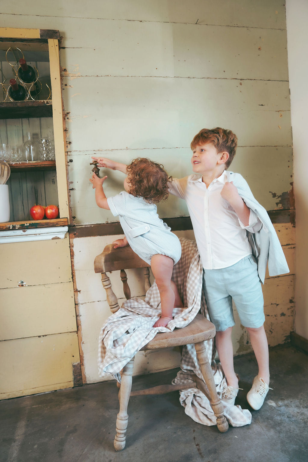 LE BOURDON BLUE LINEN SEAM SHORTS