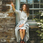 BAMBOO LIGHT GREY WOOL PIPED SKIRT