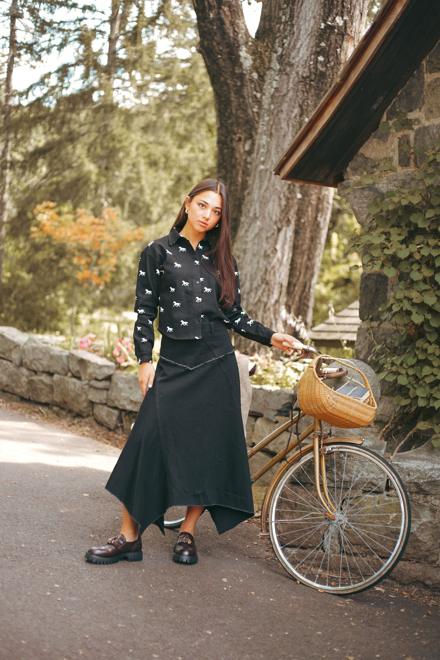 URBAN EDGE BLACK DENIM ASYMMETRICAL SKIRT