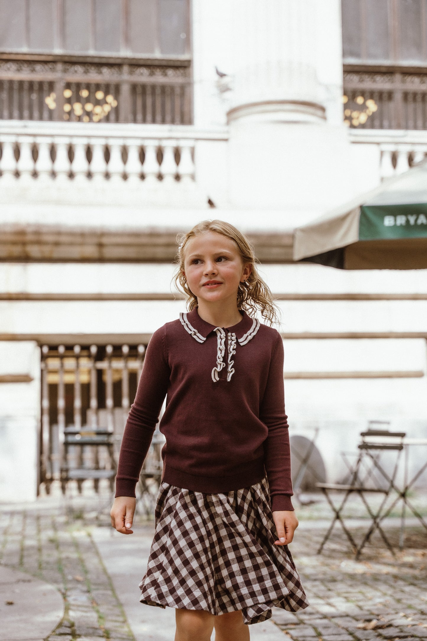 COCO BLANC BURGUNDY GINGHAM CIRCLE SKIRT