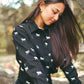 URBAN EDGE BLACK DENIM HORSE PRINT BLOUSE