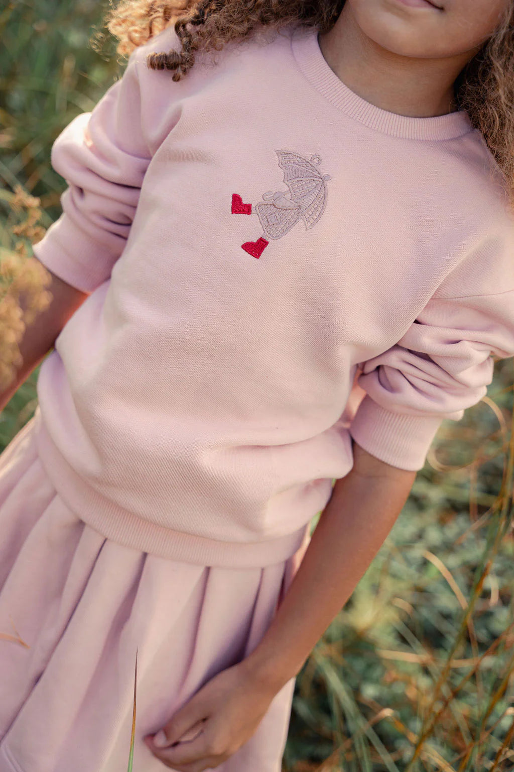 MINI NOD PINK UMBRELLA PATCH SWEATSHIRT