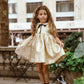 COCO BLANC GOLD JACQUARD PETER PAN COLLAR BOW DRESS