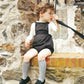 BACE COLLECTION GREY STRIPED WOOL BUBBLE ROMPER