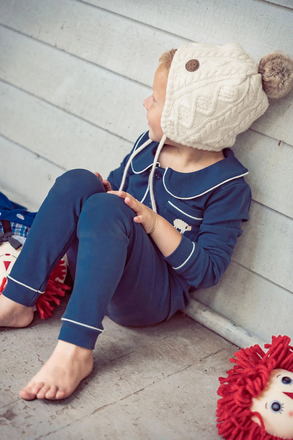 COCO BLANC NAVY COLLARED PAJAMA