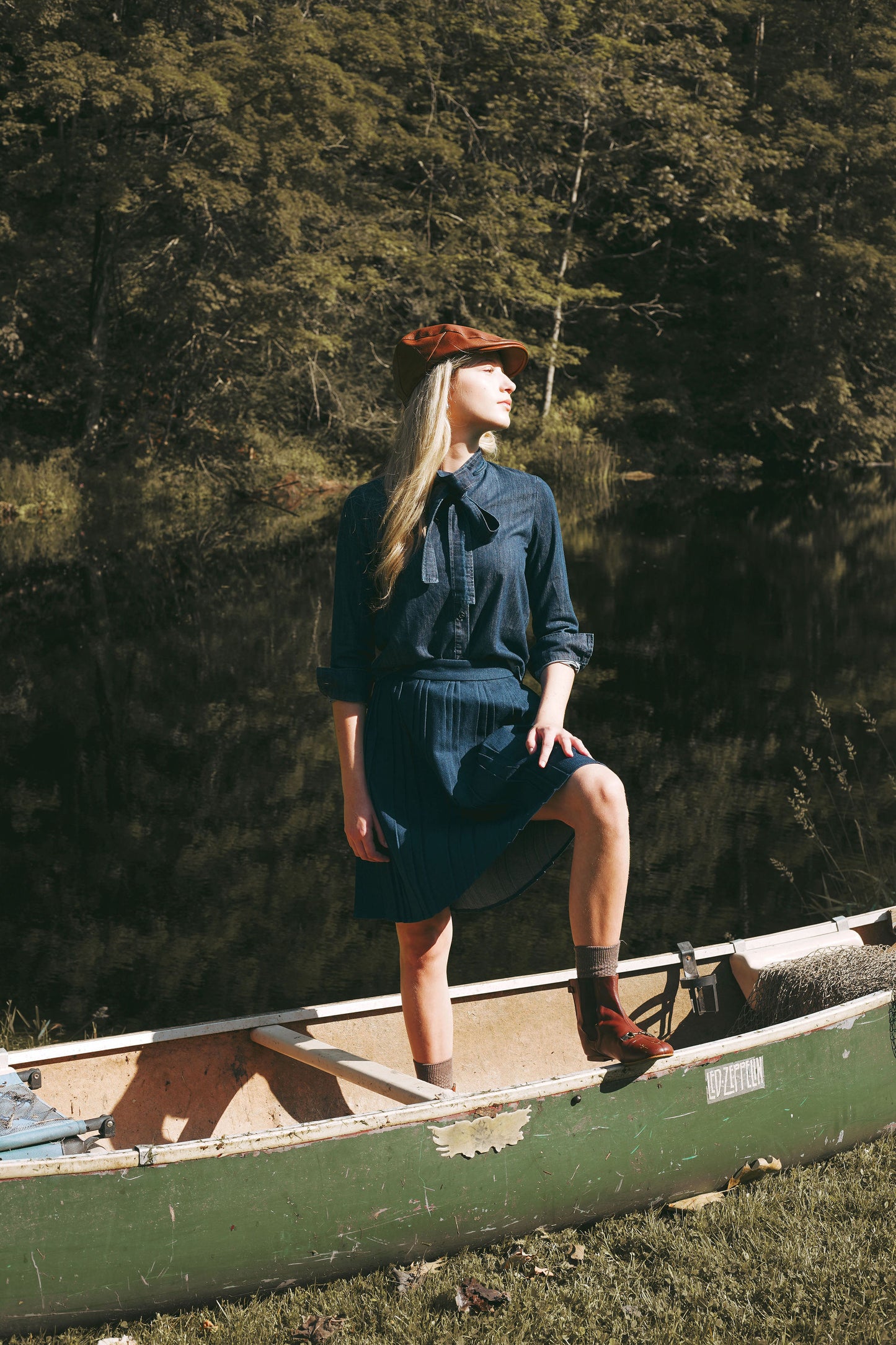 VALENTINA BLUE DENIM PLEATED SKIRT