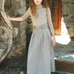 BACE COLLECTION BEIGE HERRINGBONE BUTTON DETAIL SKIRT
