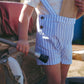 COCO BLANC BLUE STRIPE BUTTON SUSPENDER SHORTS