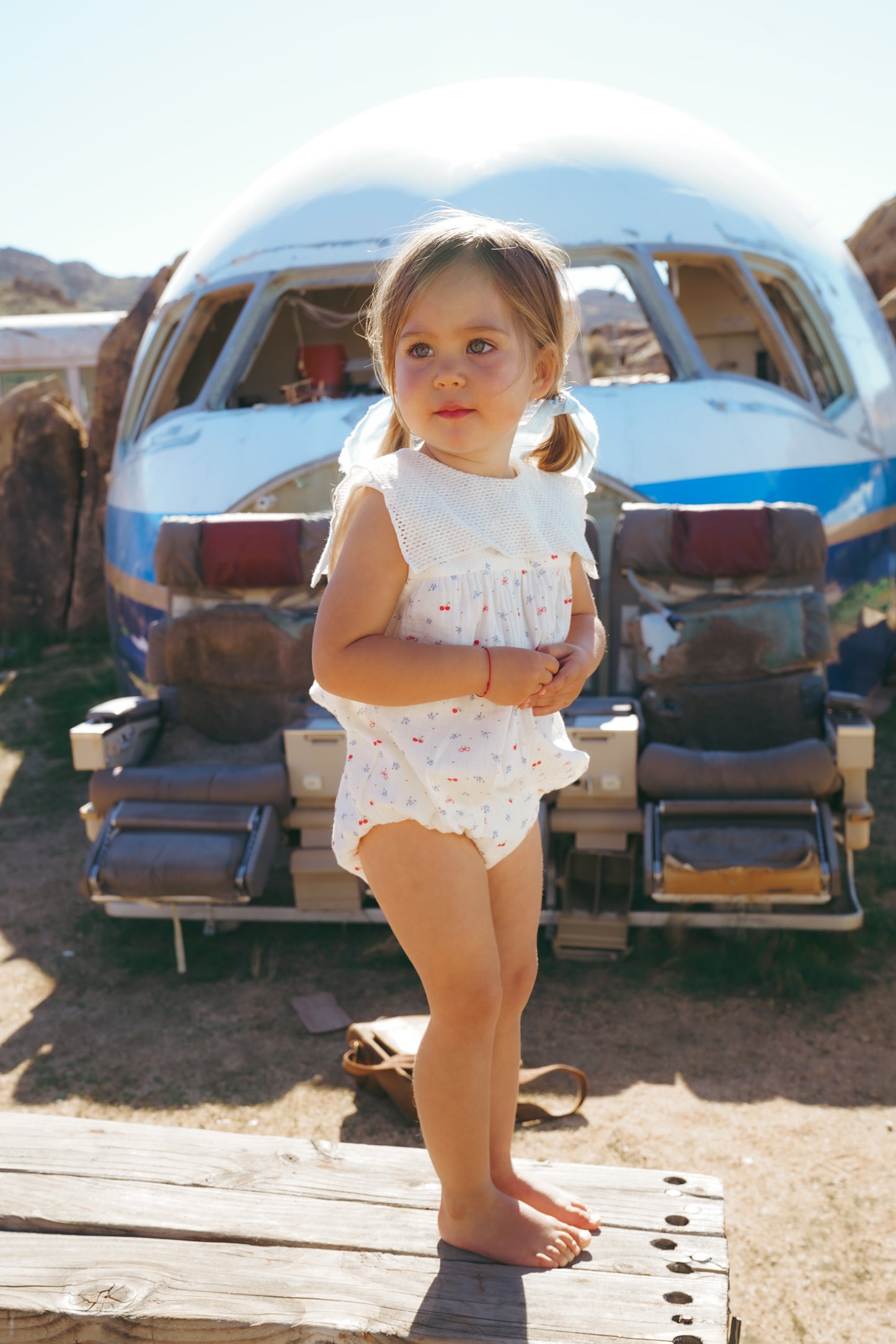 COCO BLANC IVORY GAUZE CHERRY PRINT ROMPER