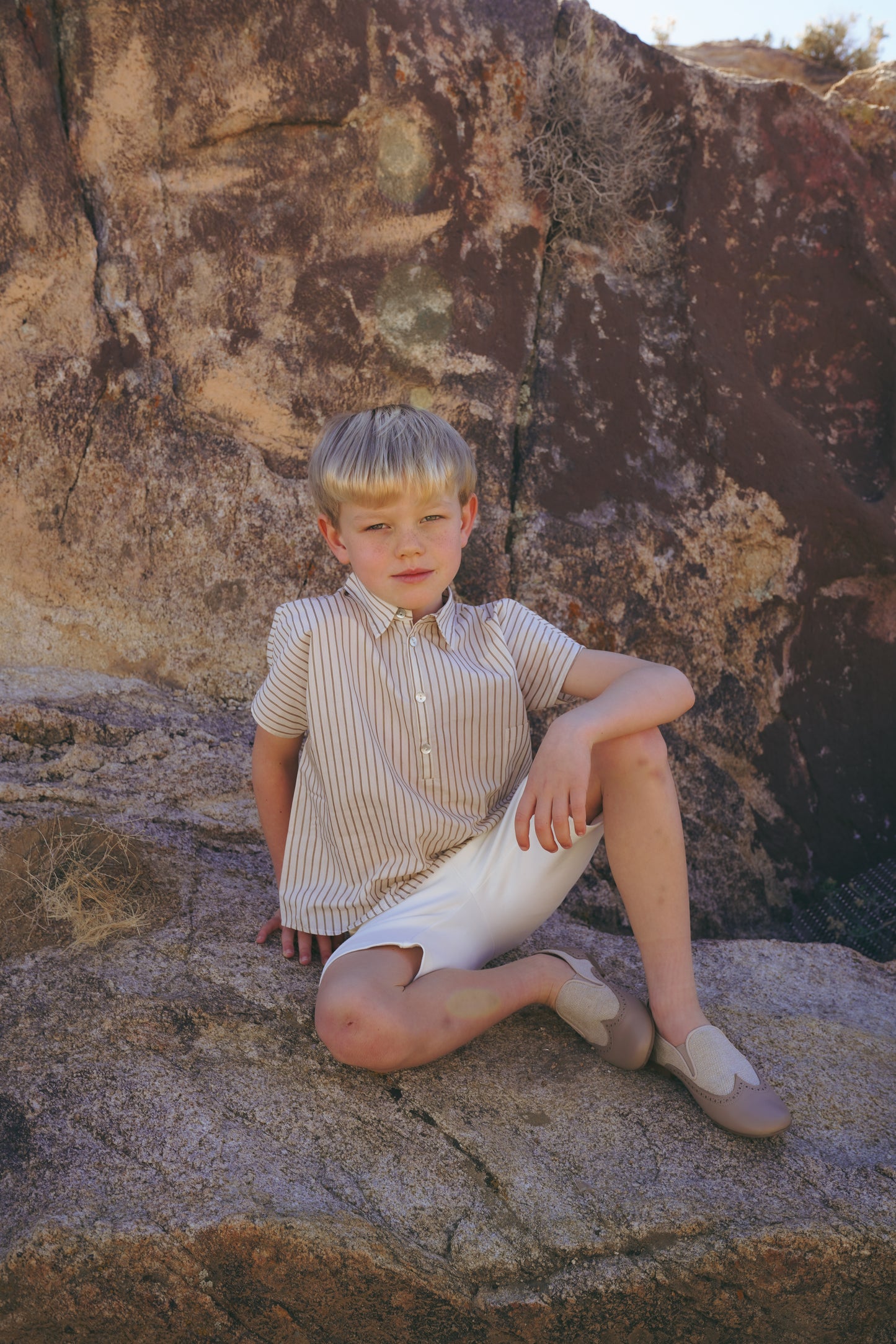 COCO BLANC TAN STRIPED COLLAR SHIRT