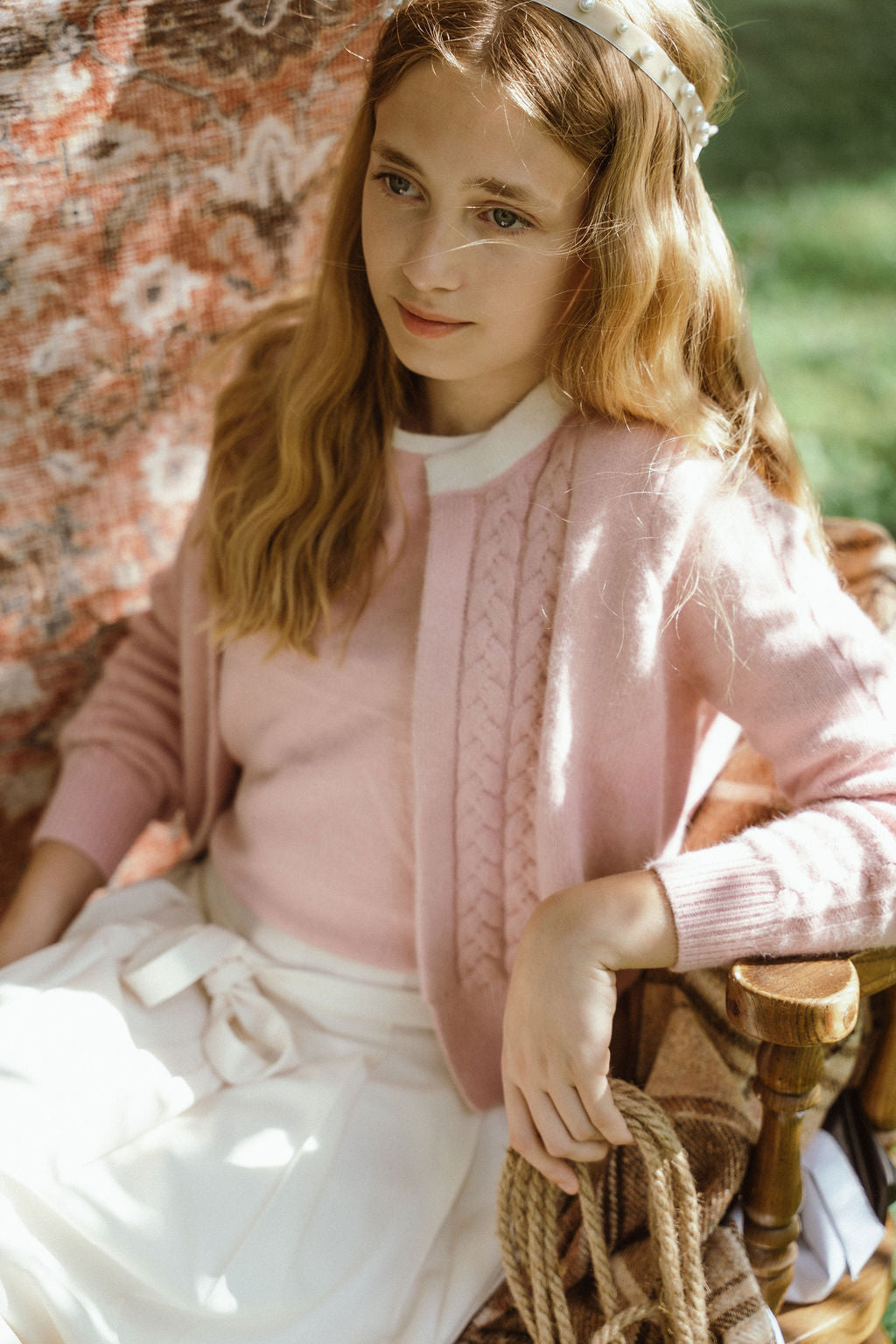 GEM PINK CABLE KNIT SWEATER SET
