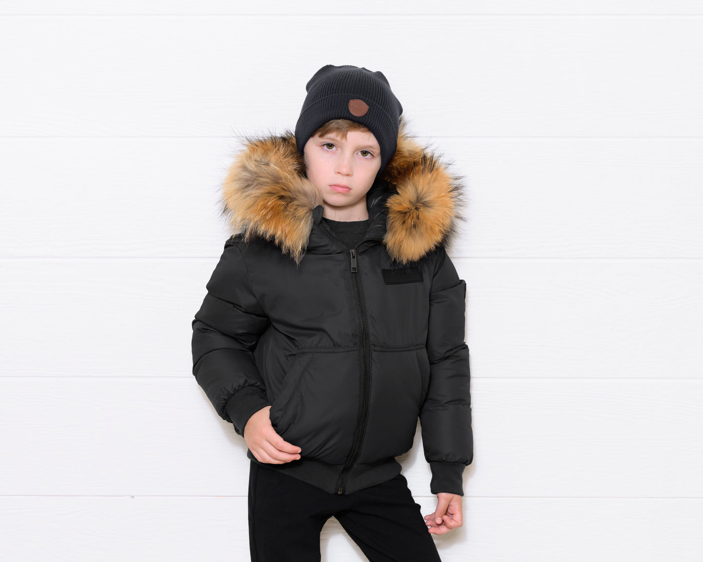 DENALI BLACK FUR TRIM PUFFER COAT